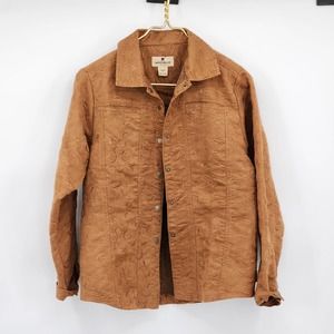 Woolrich Fawn Embroidered Women's Unlined Snap Front Shirt Jacket Small